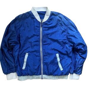 80s Vintage Windbreaker Jacket Mens Size L Lightweight Reversible